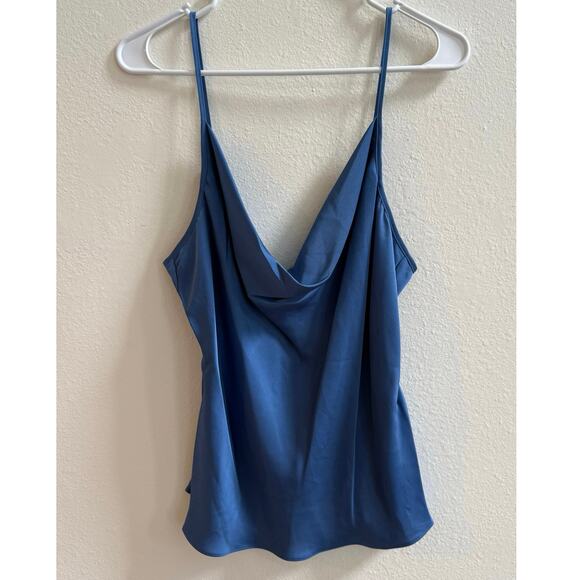 Ramy Brooks NWT Abigail Blue Cowl Neck Satin Blouse Tank Top Cami size XL - Picture 2 of 14